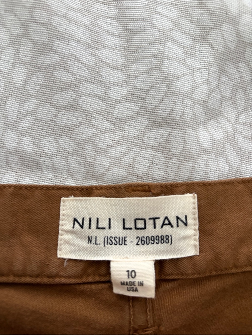 NILI LOTAN Shon Cotton Pant Mid-Rise Barrel Leg Pant size 10 - Picture 7 of 9